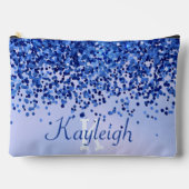 Eenvoudig blauw geborsteld metaal en glitter monog etui (Voorkant)