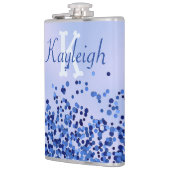 Eenvoudig blauw geborsteld metaal en glitter monog heupfles (Links)