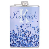 Eenvoudig blauw geborsteld metaal en glitter monog heupfles (Voorkant)