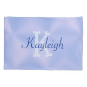 Eenvoudig blauw geborsteld metaal en glitter monog kussensloop (Achterkant)