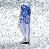 Eenvoudig blauw geborsteld metaal en glitter monog leggings