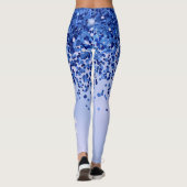 Eenvoudig blauw geborsteld metaal en glitter monog leggings (Achterkant)