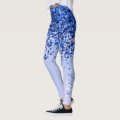 Eenvoudig blauw geborsteld metaal en glitter monog leggings (Links)