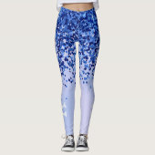 Eenvoudig blauw geborsteld metaal en glitter monog leggings (Voorkant)