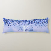 Eenvoudig blauw geborsteld metaal en glitter monog lichaamskussen (Voorkant)