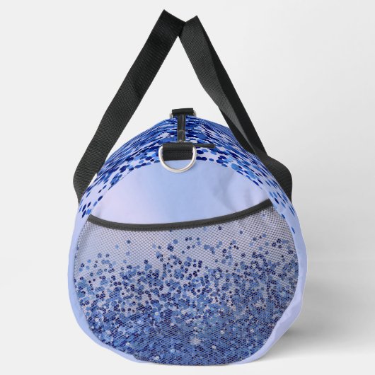 Eenvoudig blauw geborsteld metaal en glitter monog plunjezak (Rechts)