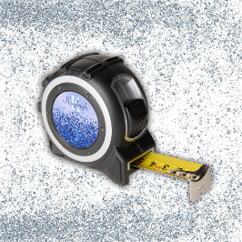 Eenvoudig blauw geborsteld metaal en glitter monog rolmaat