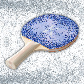 Eenvoudig blauw geborsteld metaal en glitter monog tafeltennisbatje