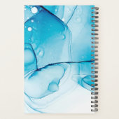Eenvoudig blauw gemarmerd monogram planner (Achterkant)