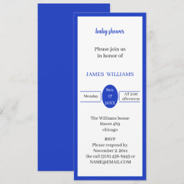 Eenvoudig blauw gepersonaliseerd Baby shower Kaart