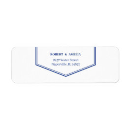 Eenvoudig blauw gepersonaliseerd retouradres etiket