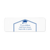 Eenvoudig blauw gepersonaliseerd retouradres etiket (Voorkant)