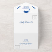 Eenvoudig blauw Gepersonaliseerd Save the Date All In One Uitnodiging (Buitenkant)