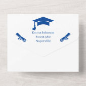 Eenvoudig blauw Gepersonaliseerd Save the Date All In One Uitnodiging (Achterkant)