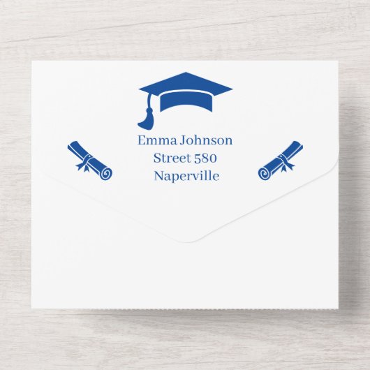 Eenvoudig blauw Gepersonaliseerd Save the Date All In One Uitnodiging (Achterkant)