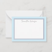 Eenvoudig blauw Gepersonaliseerde Flat Note Kaart Notitiekaartje (Voorkant)
