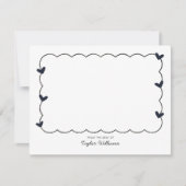 Eenvoudig blauw golvende rand hart briefpapier notitiekaartje (Voorkant)