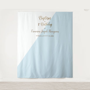 Eenvoudig Blauw Goud Baby Jongen doop eerste verja Wandkleed