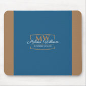 Eenvoudig blauw goud monogram muismat (Voorkant)