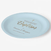 Eenvoudig blauw goudbruin-aangepast Baby Papieren Bordje (Gekanteld)