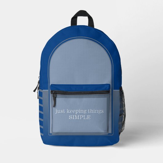 Eenvoudig blauw grijs bedrukte rugzak (Voorkant)