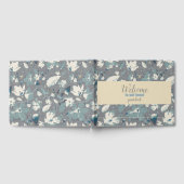 Eenvoudig blauw grijs Cream Floral Welkom Gastenboek (Volledig)