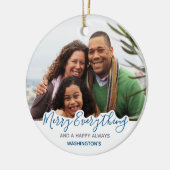 Eenvoudig blauw grijs tapijtschel alles keramisch ornament (Links)