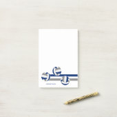 Eenvoudig blauw grijs volleyballen strepen aangepa post-it® notes (Op bureau)