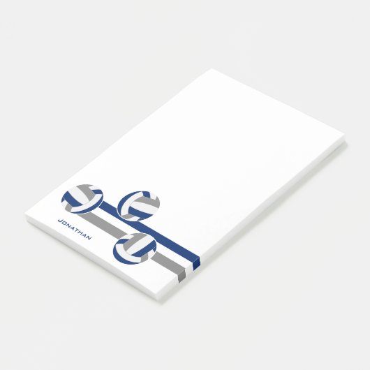 Eenvoudig blauw grijs volleyballen strepen aangepa post-it® notes (Schuin)