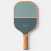 Eenvoudig Blauw Groen Monogram Initialen Pickleball Paddle (Voorkant)