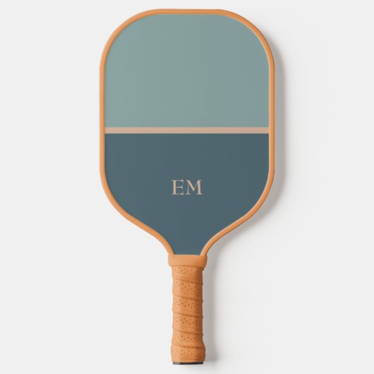 Eenvoudig Blauw Groen Monogram Initialen Pickleball Paddle (Voorkant)