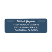 Eenvoudig blauw handgeschreven script huwelijksadr etiket (Voorkant)