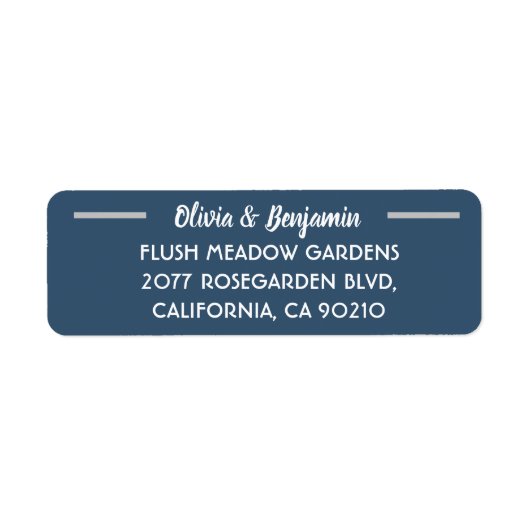 Eenvoudig blauw handgeschreven script huwelijksadr etiket (Voorkant)