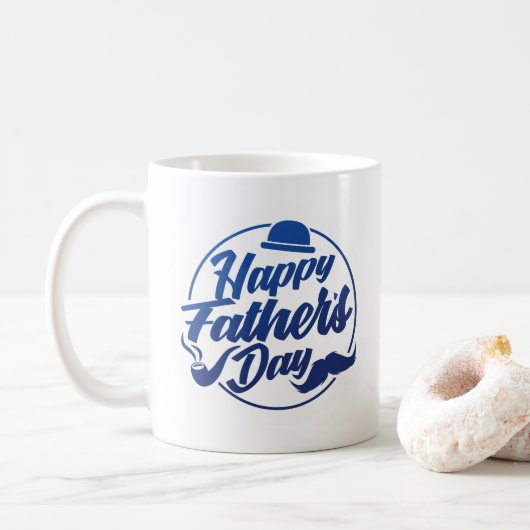 Eenvoudig blauw Happy Vaderdag | Koffie Mok (Met donut)