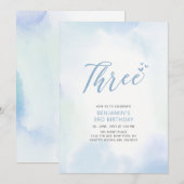 Eenvoudig blauw hart 3e-jonsfeest kaart (Voorkant / Achterkant)