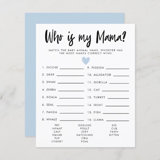 Eenvoudig blauw hart dat mijn Baby shower is (Voorkant / Achterkant)