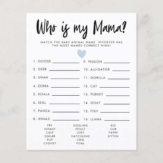 Eenvoudig blauw hart dat mijn Baby shower is (Voorkant)