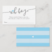 Eenvoudig Blauw Hart Jongen Baby shower Luier Raff Informatiekaartje (Voorkant / Achterkant)