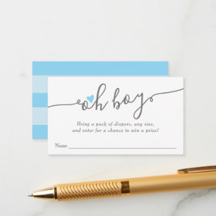 Eenvoudig Blauw Hart Jongen Baby shower Luier Raff Informatiekaartje