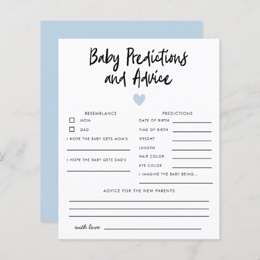 Eenvoudig blauw hartvoorspelling en advies (Voorkant / Achterkant)