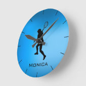 Eenvoudig blauw holografisch modern tennesslepelme ronde klok (Hoek)