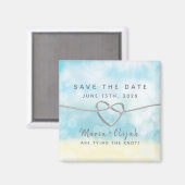 Eenvoudig blauw huwelijk sparen de Datum Uitnodigi Magneet (Voorkant / Achterkant)