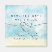 Eenvoudig blauw huwelijk sparen de Datum Uitnodigi Magneet (Voorkant)