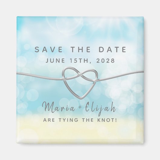 Eenvoudig blauw huwelijk sparen de Datum Uitnodigi Magneet (Voorkant)