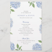 Eenvoudig Blauw Hydrangea Huwelijkspapierprogramma Flyer (Voorkant)