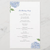 Eenvoudig Blauw Hydrangea Huwelijkspapierprogramma Flyer (Achterkant)