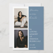 Eenvoudig blauw in liefdevolle geheugen begrafenis kaart (Voorkant)