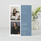 Eenvoudig blauw in liefdevolle geheugen begrafenis kaart (Staand voorkant)