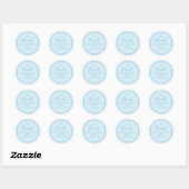 Eenvoudig blauw kalligrafielabel ronde sticker (Vel)