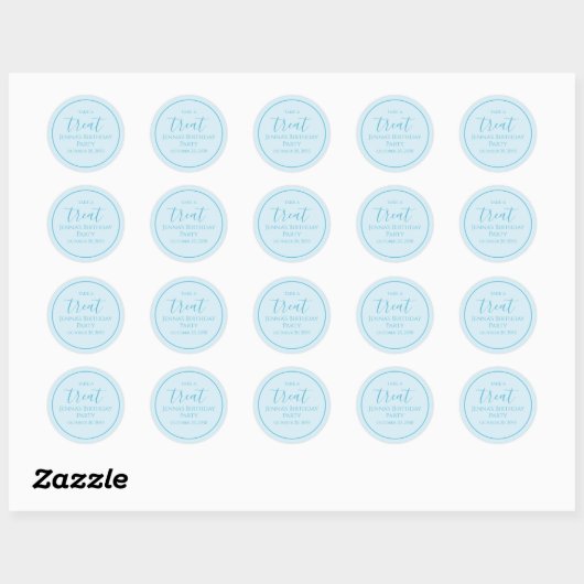 Eenvoudig blauw kalligrafielabel ronde sticker (Vel)